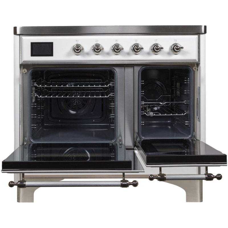Majestic II 40" Freestanding Induction Range, White/Chrome