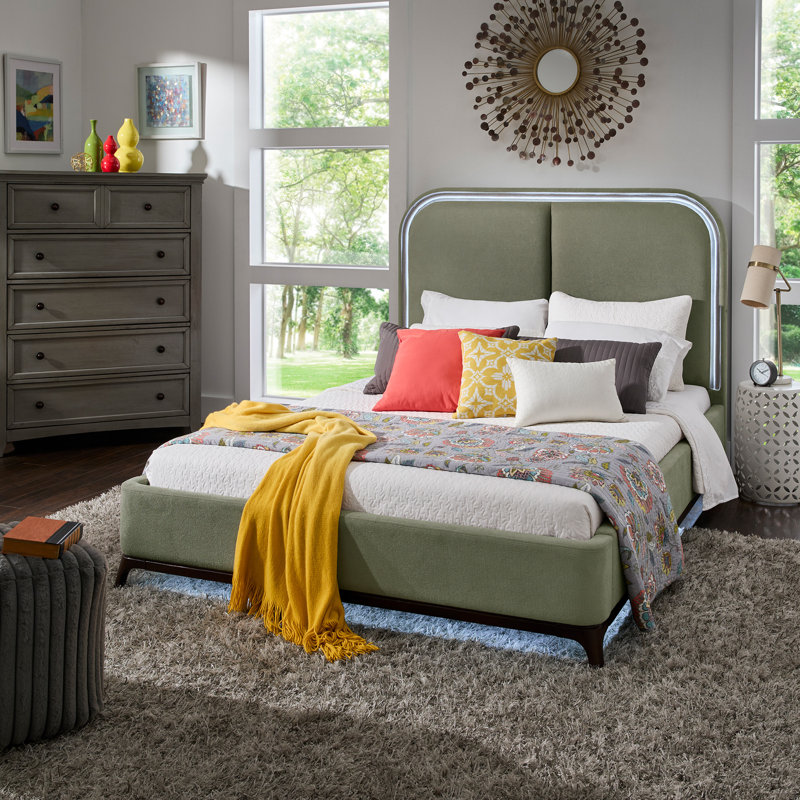 Lit plateforme tapissier Savannah, Grand, Green
