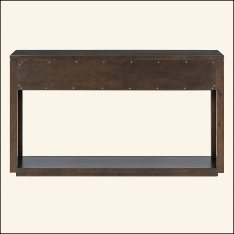 55" Console Table, Rustic Wooden Entryway Table With Storage Drawers And Open Shelf, Elegant Sofa Table For Hallway And Living Room