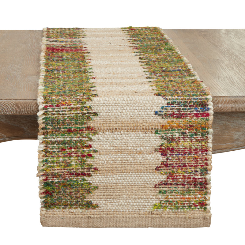Colorful Stripes Rainbow Banded Design Table Runner 14" W X 72" L