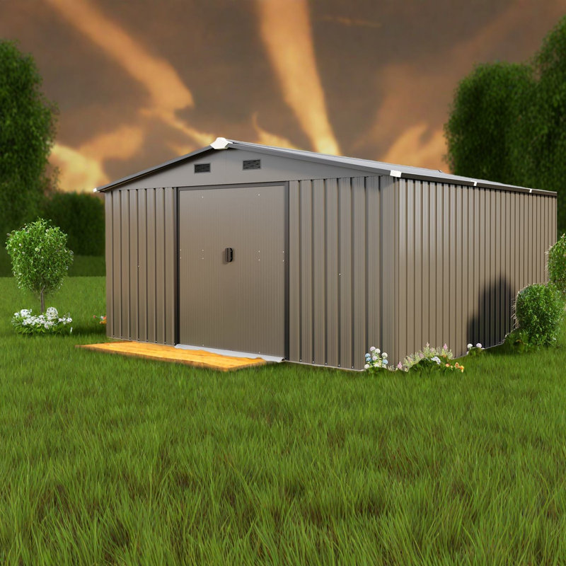 Durable Metal Sheds With Sunlit Windows, Modern Backyard Storage Solution