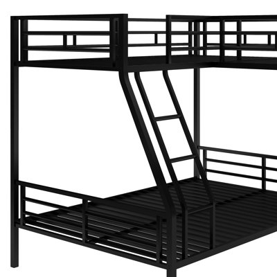 Lit superposé simple au-dessus d'un lit double en métal noir avec bureau et bureau fonctionnel Loft, pour une chambre à coucher une touche d'élégance