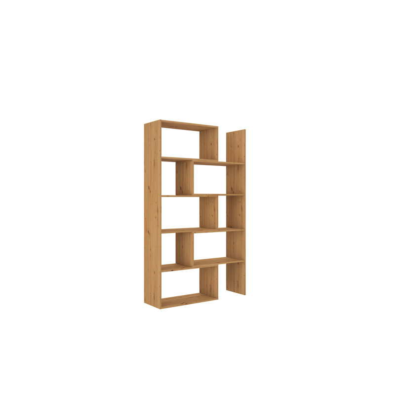 Rhiannan 187.7cm H Geometric Bookcase, 138cm H x 125cm W x 24cm D, Artisan