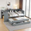 Lit de jour polyvalent en bois avec couchette, tiroirs de rangement, tablettes latérales et bureau, aucune boîte à ressorts nécessaire-83695956-82291975