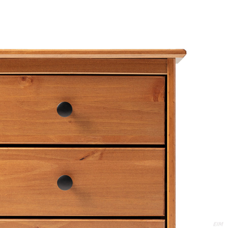 Classic 3-Drawer Solid Wood Nightstand, Caramel