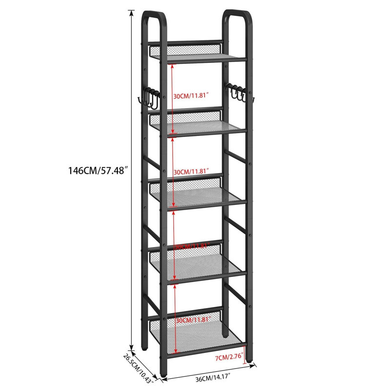 146cm H x 36cm W Steel Bookcase