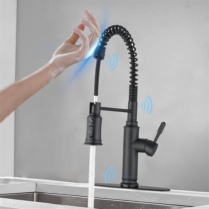 Robinet de cuisine tactile avec douchette extractible, Noir mat
