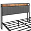 Grand lit tapissier gris foncé - plateforme en métal avec accessoire de chargement pour plateforme de lit-254682589-254682578