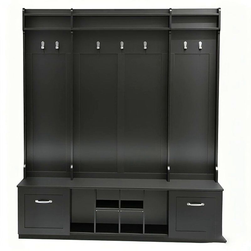 Banc de vestibule 5-en-1 avec portemanteau, Noir