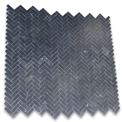 13" x 12" Marble Herringbone / Chevron Mosaic Wall & Floor Tile