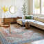 Machine Washable Traditionnal Boho Brown Tan Ivory Area Rug-1472011734