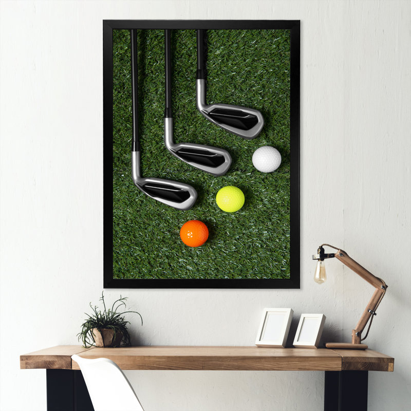Ensemble de golf Swing excellence I - art mural golf, Cadre photo noir, H 24 po x l 32 po x P 1 po