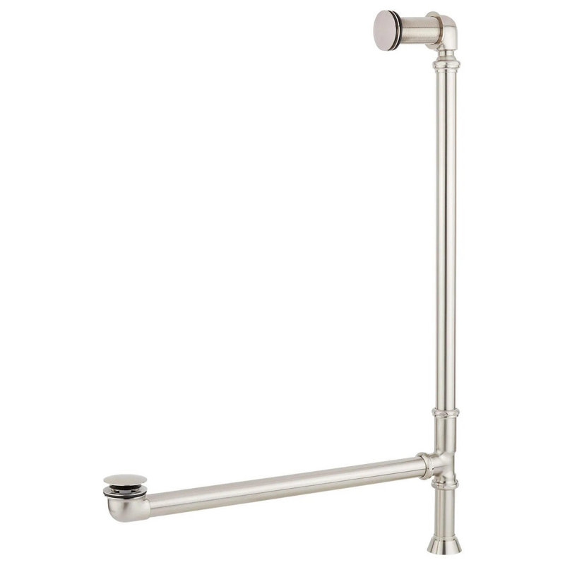 Paige 66" Copper Double Slipper Pedestal Tub with Pre-Drilled Overflow and Rolled Rim, Brushed Nickel