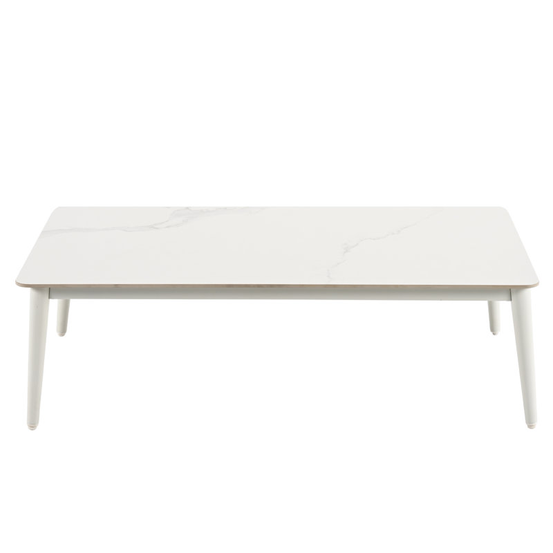 Table basse 1 pièce en aluminium avec plateau en pierre Silvie