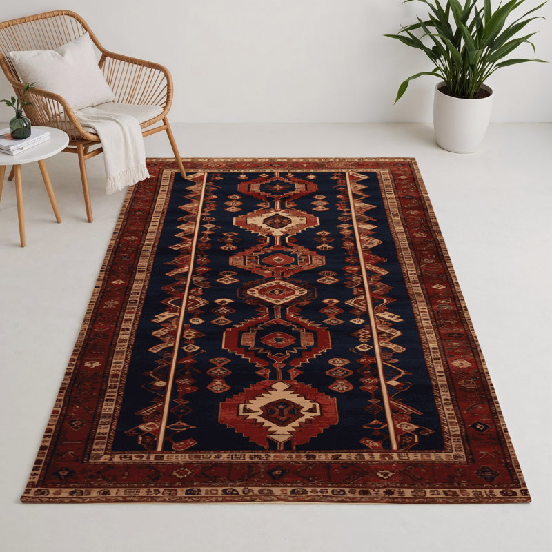 Tapis d'intérieur et d'extérieur noir Persian, Rectangle 5 pi x 7 pi