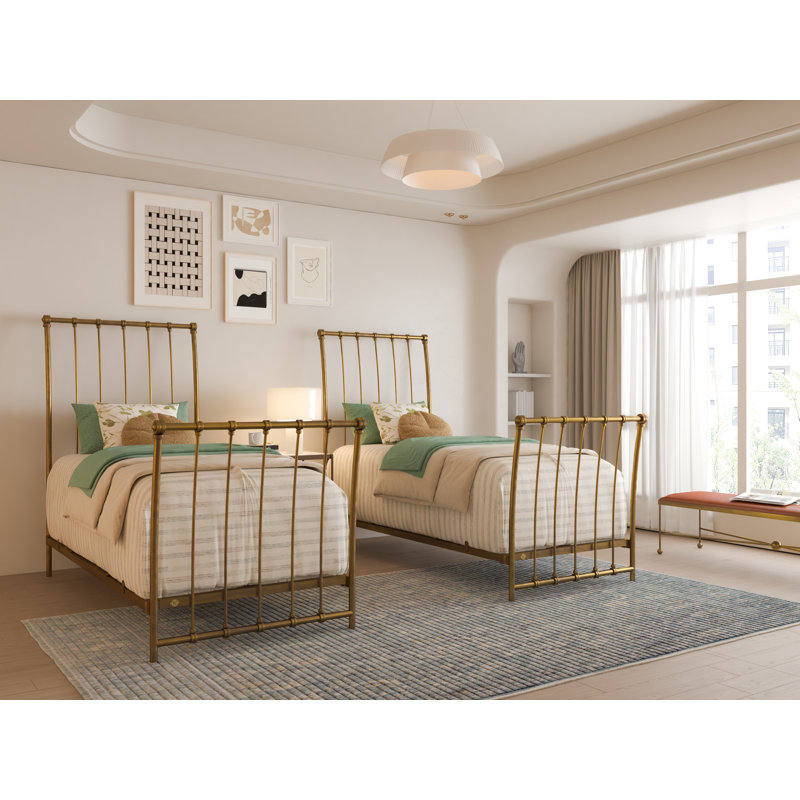 142 Altro Bed | Complete Sleigh, Burnished Gold, Twin
