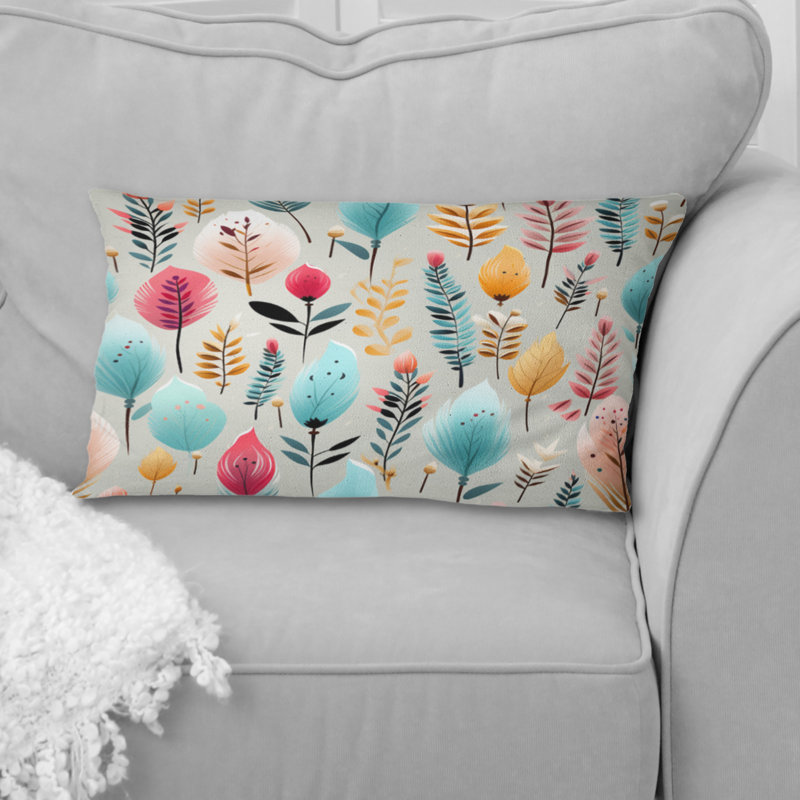 Motif de fougères pastel bohémien I - coussin à imprimé floral