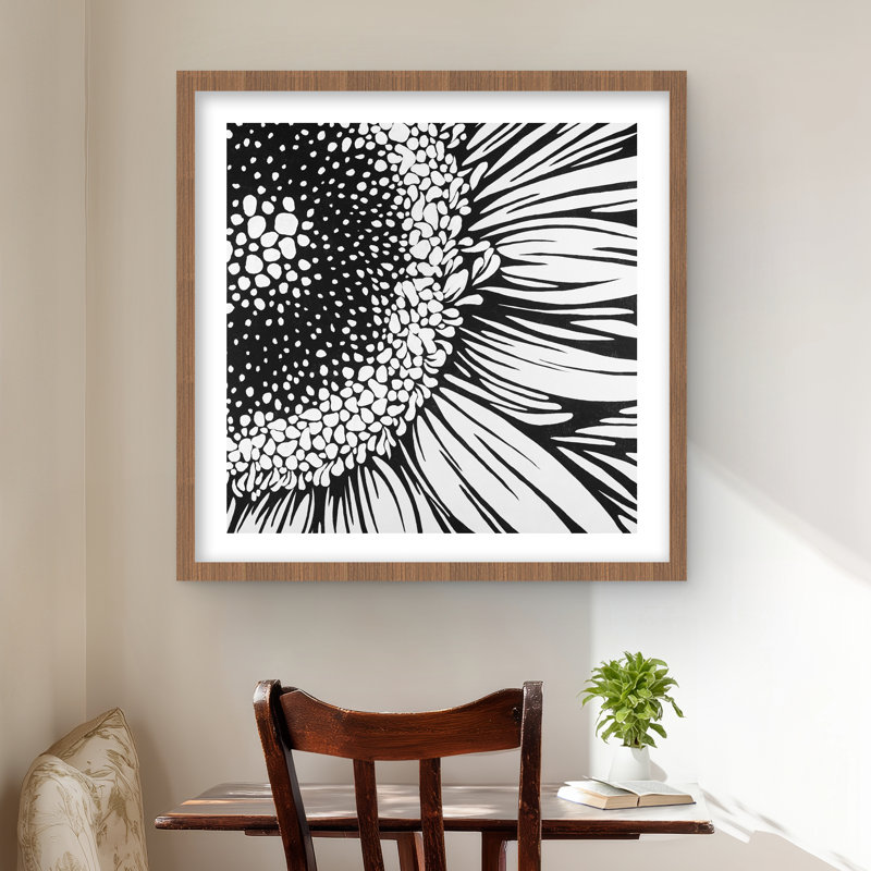 Gerbera, reproduction botanique encadrée avec passe-partout | Décoration intérieure