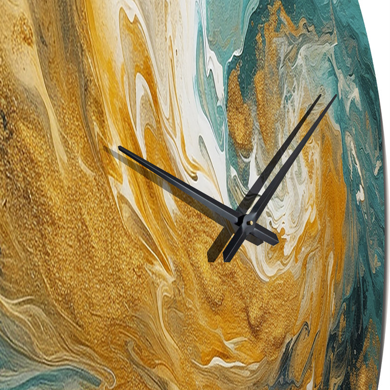 Horloge murale en or Golden Spiral Waves, Petit