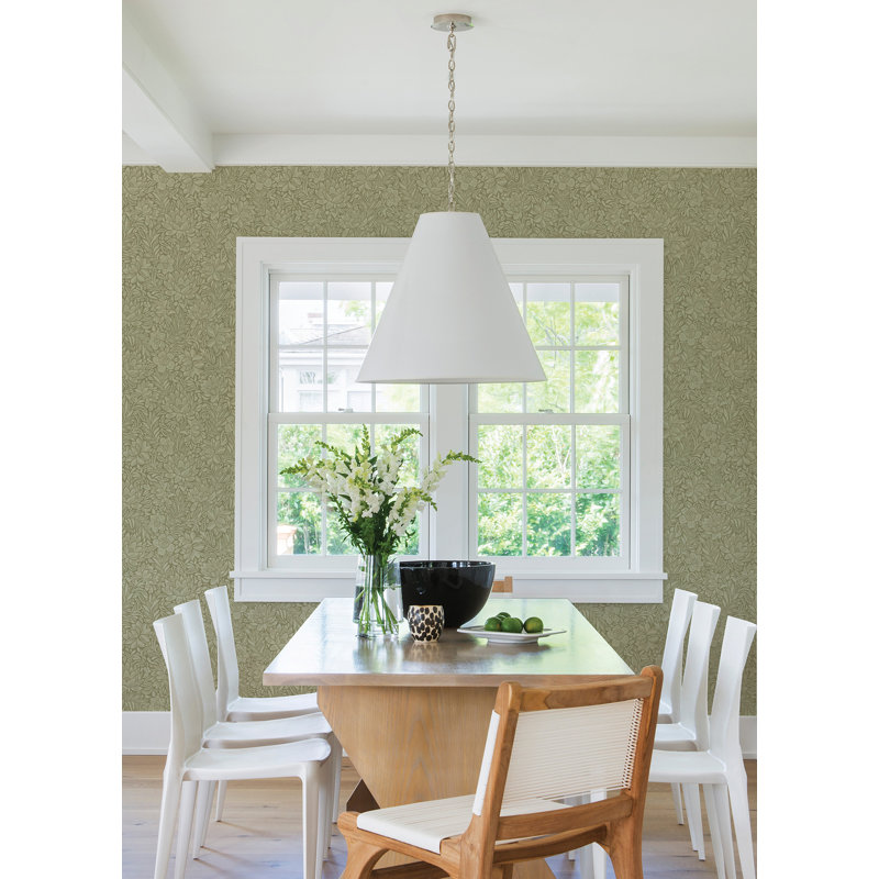 Zahara Olive Floral Wallpaper, Green