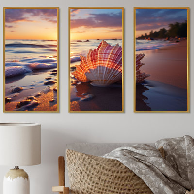 Coucher de soleil sur les trésors du rivage II - plage, art mural