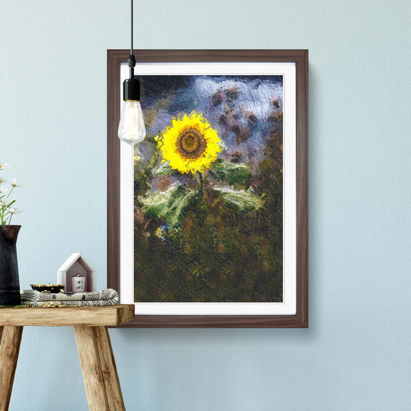 Sunflower - Picture Frame Painting Print, 65cm H x 48cm W x 2cm D, Walnut Framed