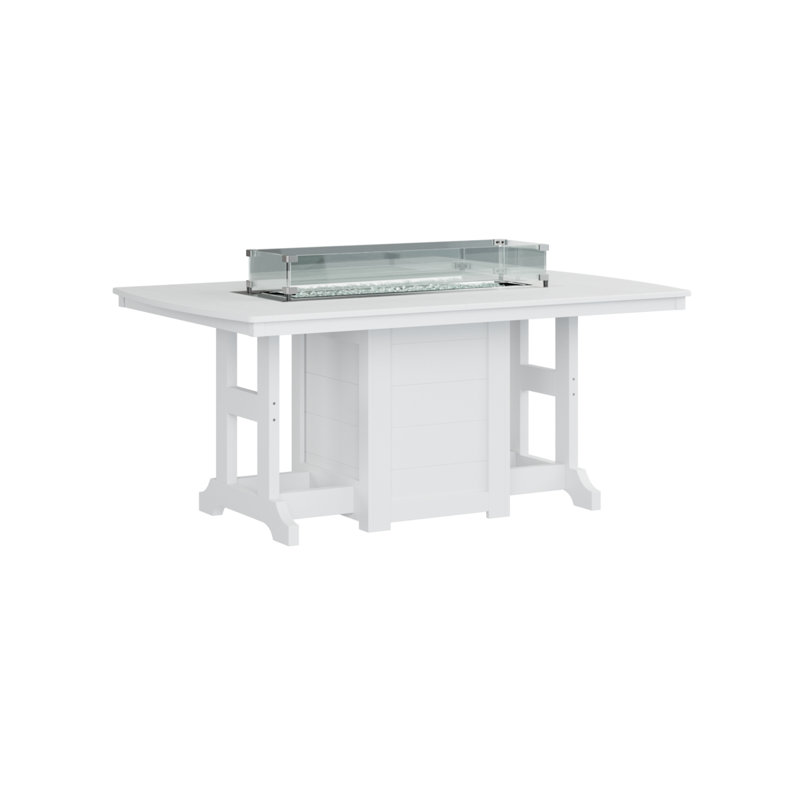 Table de salle à manger avec foyer 72 po Berlin Gardens Garden Classic, Blanc, H 30,87 po x l 44 po x P 72 po