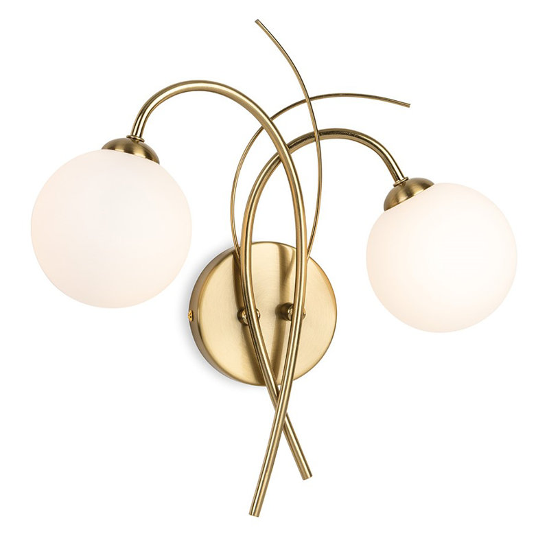 Armed Sconce, Brushed Brass, White