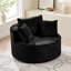 Oversized Round Swivel Accent Chair with Plush Upholstery & Matching Throw Pillows-Black