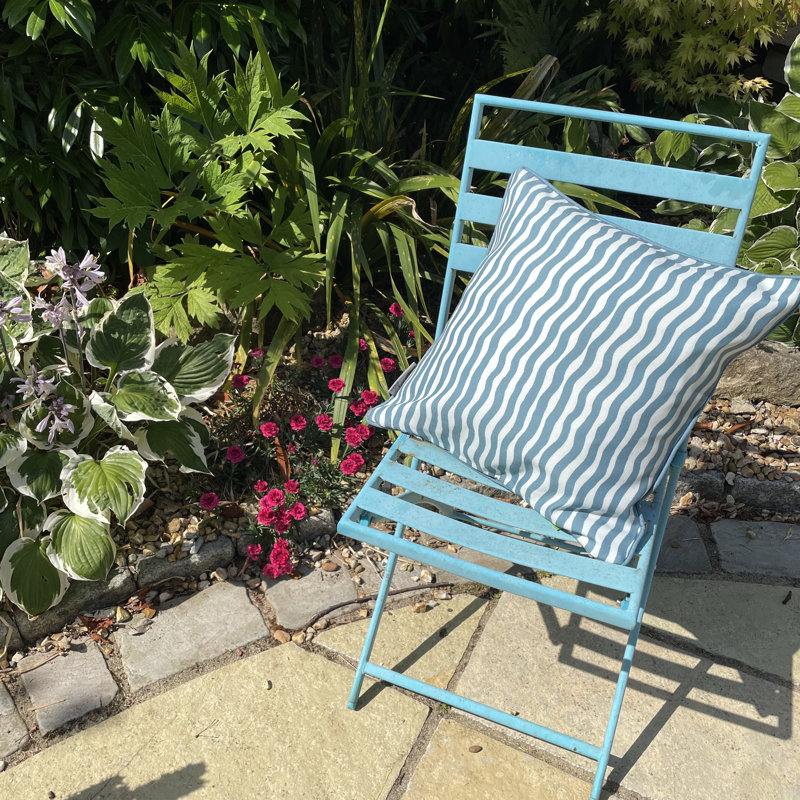Indoor / Outdoor Striped Square Throw Cushion, Grey/White