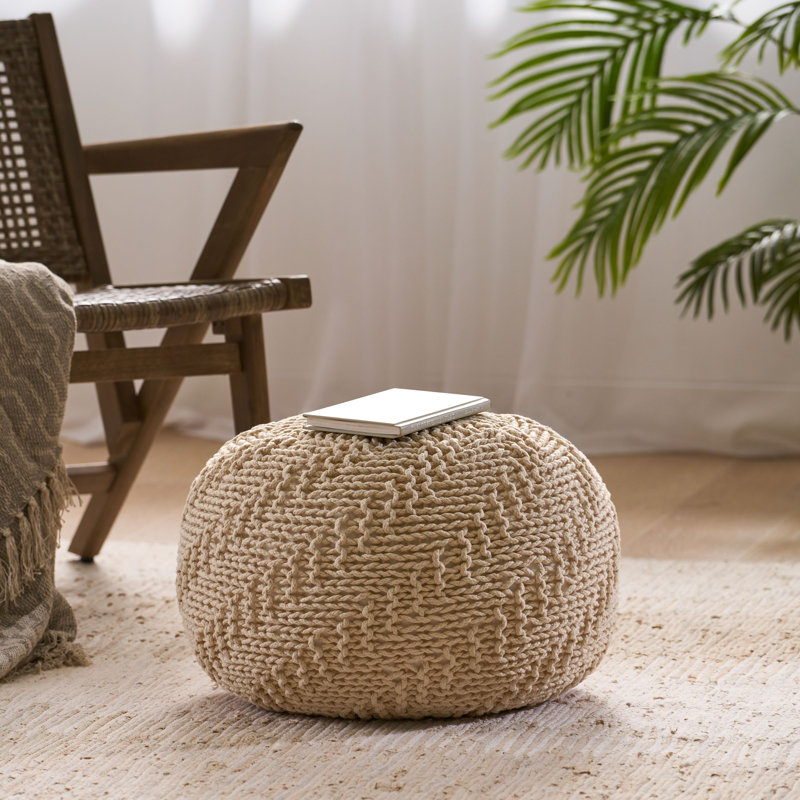Pouf rond de 20 po de largeur, Ivoire