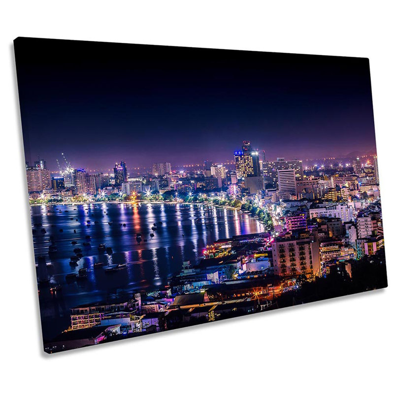 Pattaya Thailand Skyline City Framed - Wrapped Canvas Print, 30.5cm H x 45.7cm W x 2cm D