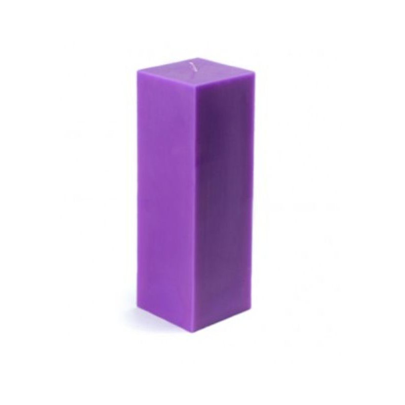 Square Pillar Candle, Purple, 9" H x 3" W x 3" D, Set of 12