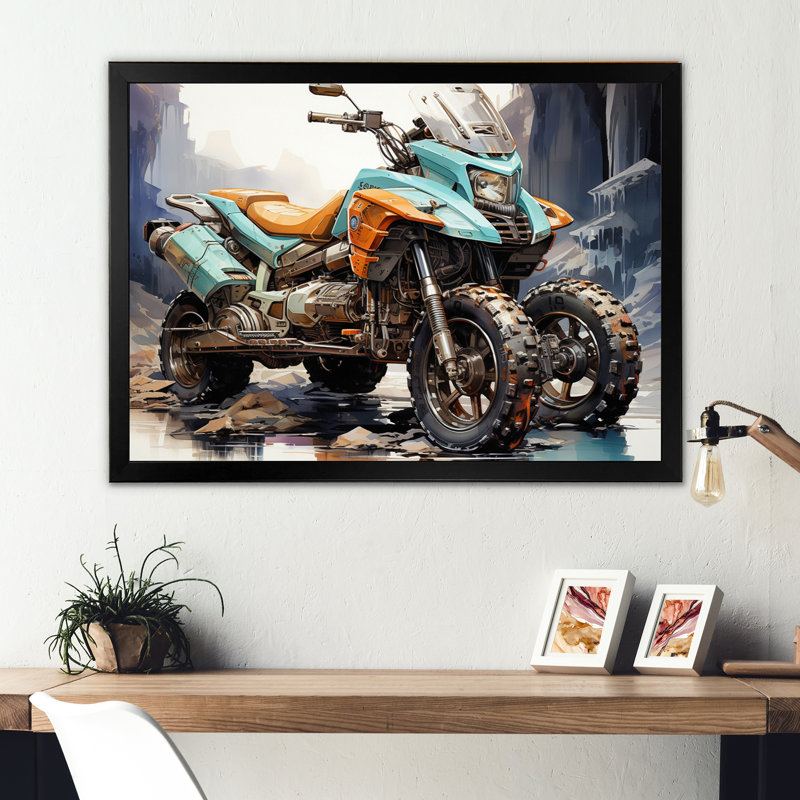 «Scooter in Wild Adventure Seeker II», reproduction sur toile, Cadre simple noir, H 12 po x l 20 po x P 1 po