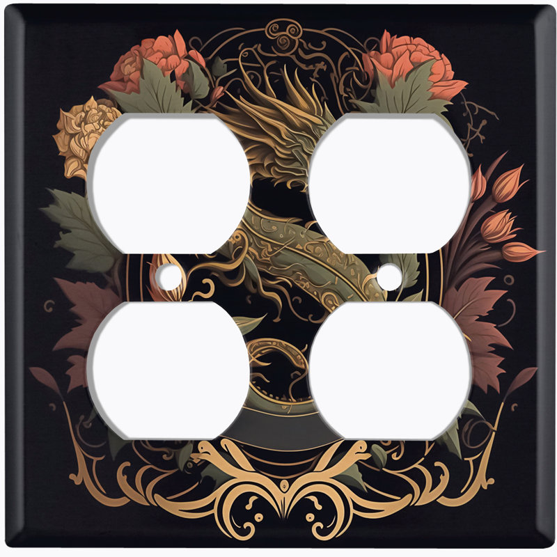 Copper Rust Patina Teal Print 2 - Gang Duplex Outlet Standard Wall Plate