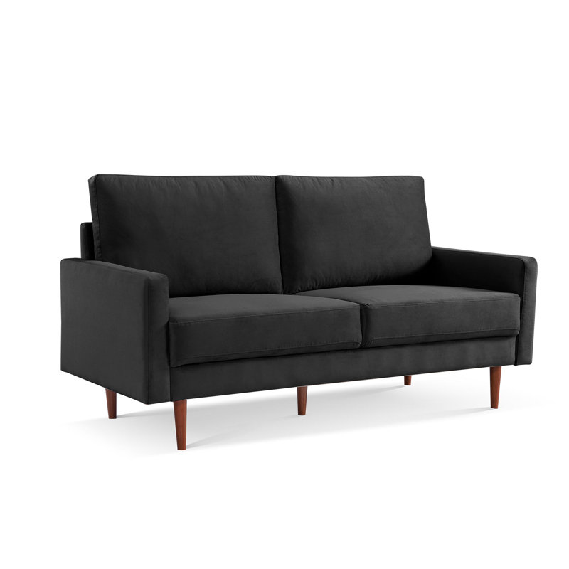 Ellmer Velvet Loveseat, Black Velvet, 36.4" H x 68.9" W x 31.5" D