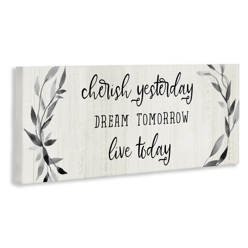 Toile Cherish Dream Live Today, design par Carol Robinson, H 10 po x l 24 po