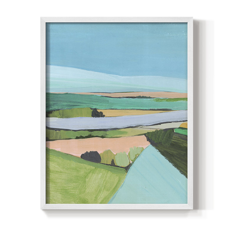 «Bright Coloured Countryside I», reproduction encadrée - bois massif, Blanc, H 10 po x l 8 po