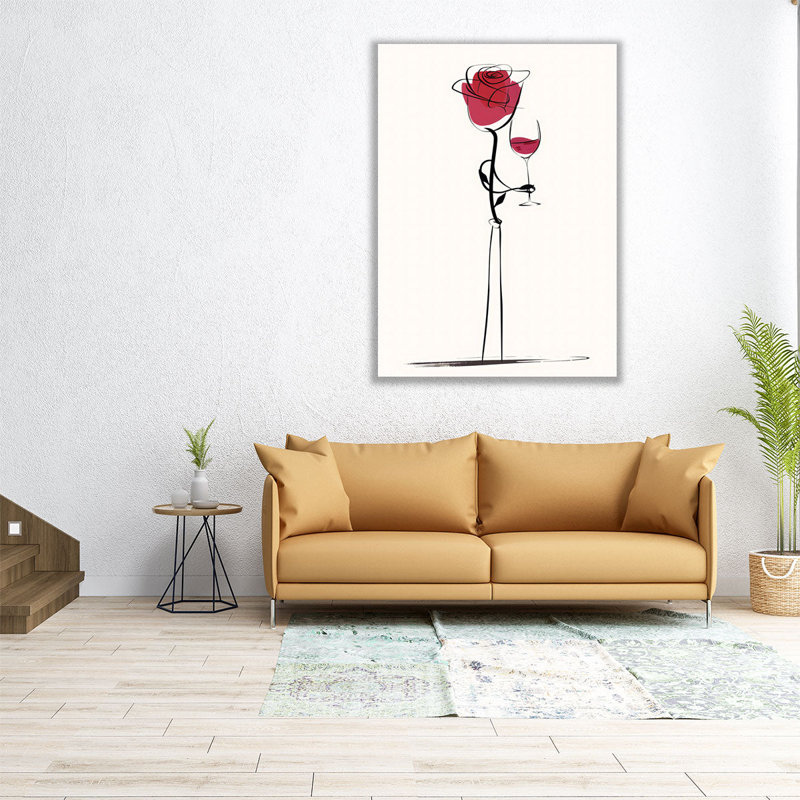Vin rose noir et blanc - reproduction d'art sur toile, H 24 po x l 18 po