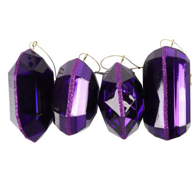 4-5" Jewel Glitter Ornament, includes 4 pieces per bag