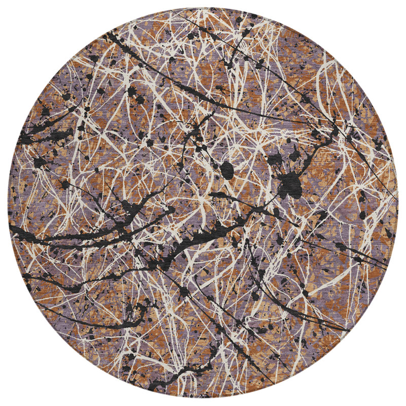Machine Washable Indoor/Outdoor Jozwiak ACN2389 Abstract Rug, Round 8'