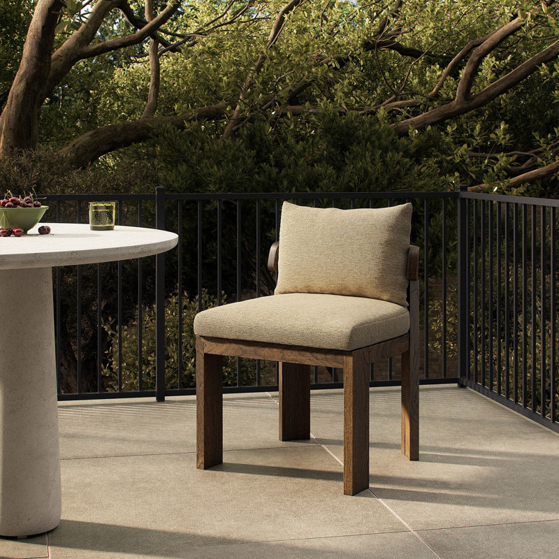 Jackson Outdoor Teak Dining Side Chair, Ellor Beige