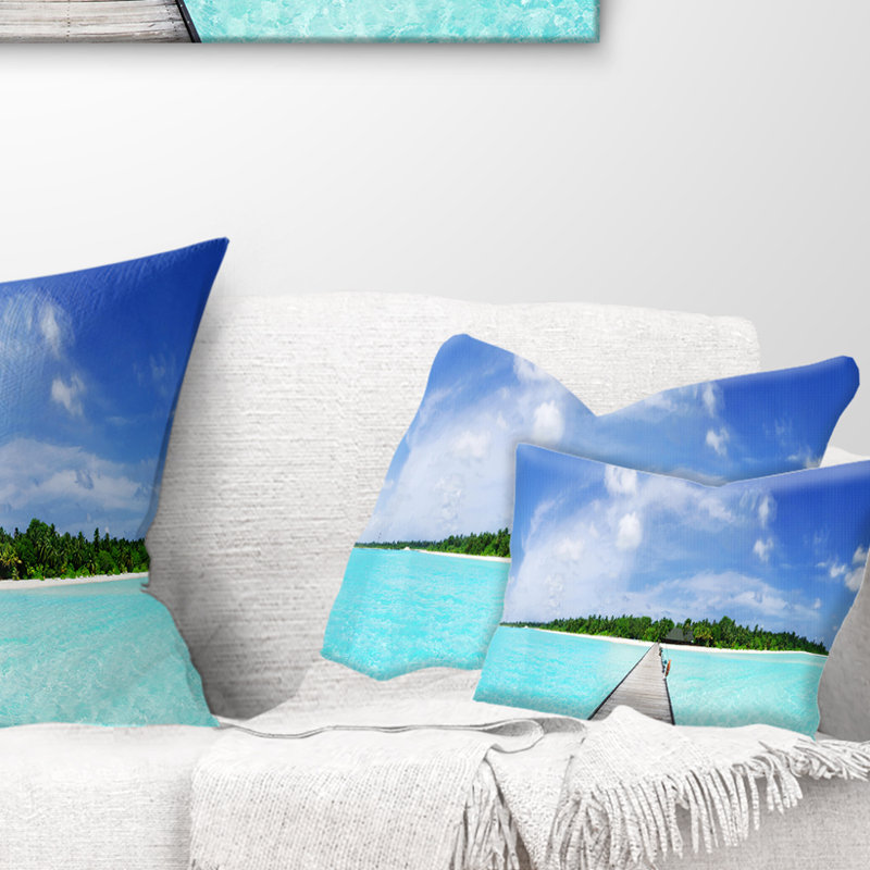 Coussin paysage paysage marin Maldives, 12 po x 20 po, Rectangulaire