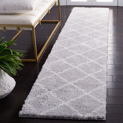 Tapis géométrique gris clair / blanc