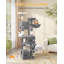 193 cm Cat Tree, Large Cat Tower for Indoor Cats, Multi-Level Cats House Furniture with 2 Platforms, 3 Condos, 7 Scratching Posts, 1 Basket, 3 Caves, Pompoms-368181307