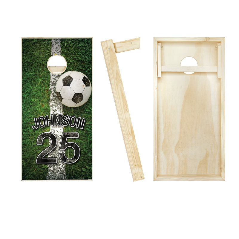 10 Piece Jersey Field Soccer Cornhole Set with Bags, Red/Navy