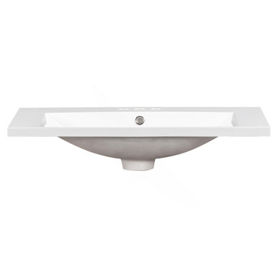 Lavabo de salle de bain simple 30 po, comptoir de meuble-lavabo seulement, 3 trous de robinet, résine