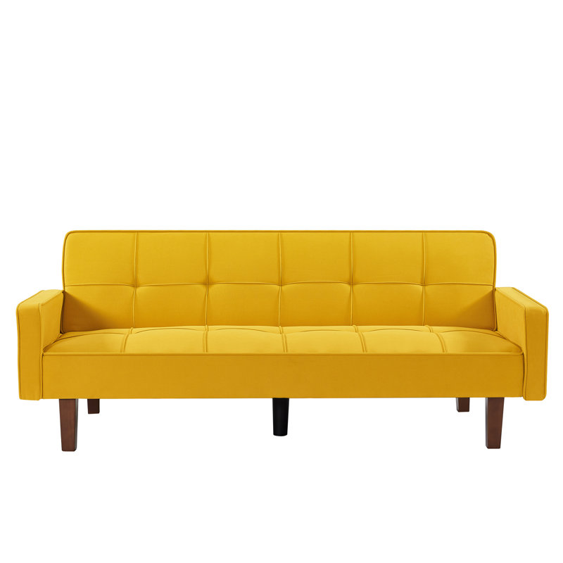 Anitta 74.8'' Sofa Bed Convertible Sofa for Living Room, Yellow Polyester