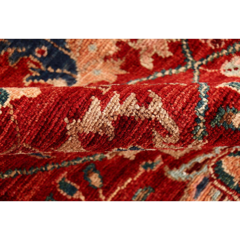 Tapis unique rouge / bleu / brun noué à la main de haute qualité