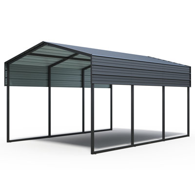 10 X 15 Ft Heavy-Duty Metal Carport - Galvanized Steel Roof, Garage For Vehicle Storage With Roof 10' X 15', Heavy Duty & Outdoor Gear